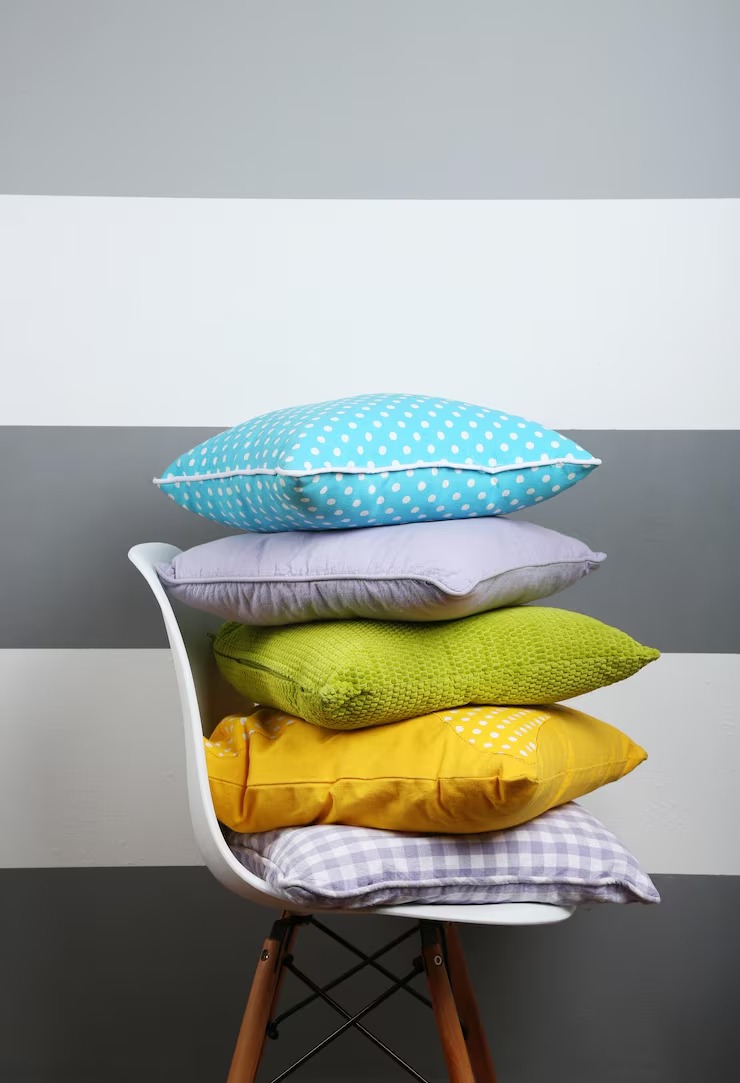 Chair Cushions Covers Colorful Pillows Striped Grey Wall 1 by Orient Uniforms for customers in Dubai, Abu Dhabi, Sharjah, Ajman and across the UAE